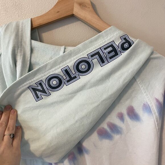 Peloton Women's Sunburst Blue Tie Dye Half Zip Pullover Hoodie Sweatshirt Sz 1X - Picture 5 of 8
